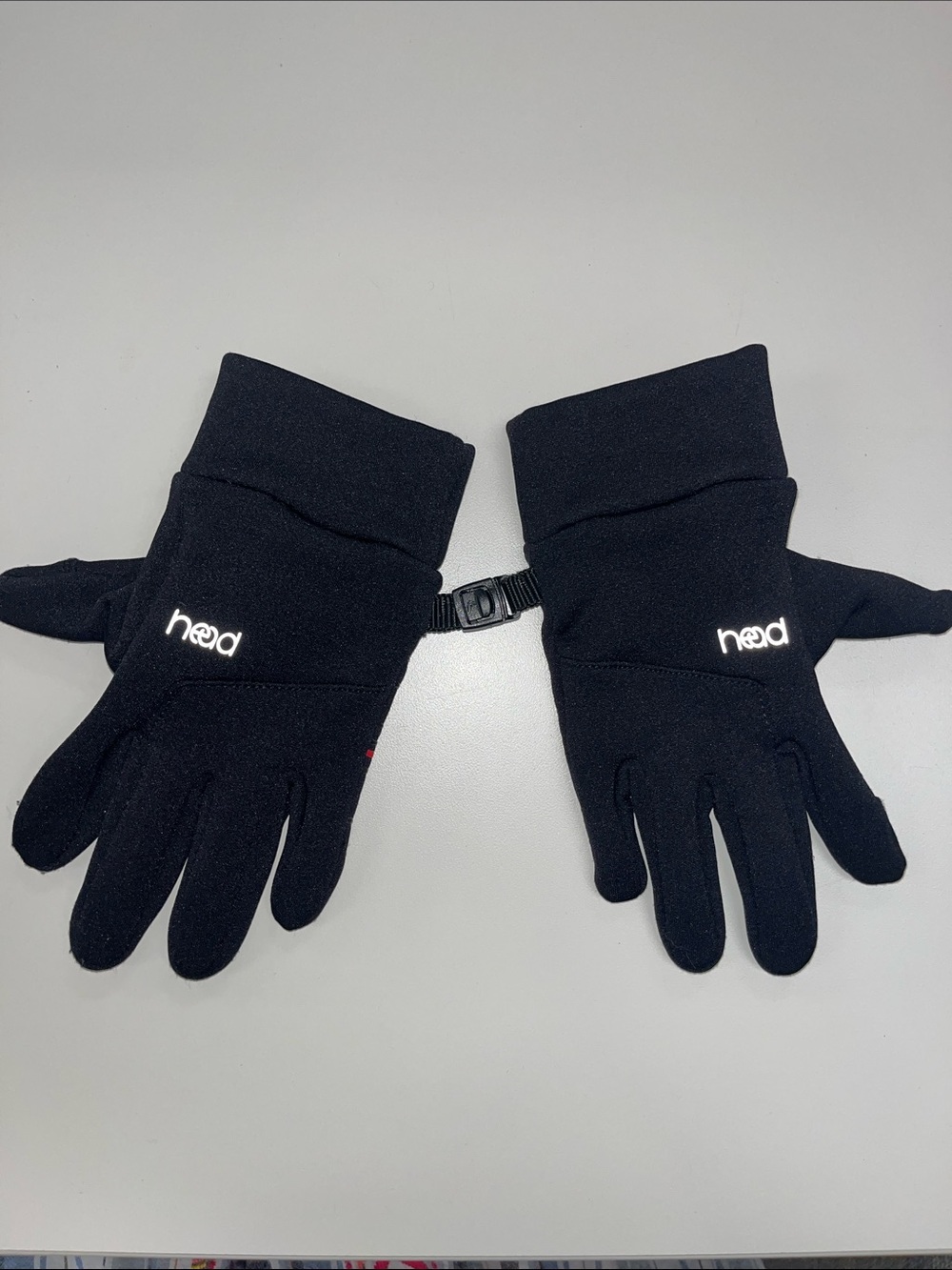 HEAD Black kids Fleece Winter Gloves with Connector Clip